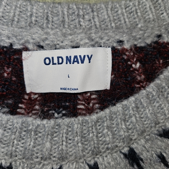 Old Navy Gray Fair Isle Sweater Large EUC - Picture 6 of 9